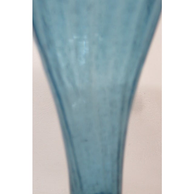 Small Aqua Blue Vase Mexican Hand Blown Art Glass With Fluted Ruffle Rim 4742b For Sale In Miami - Image 6 of 14
