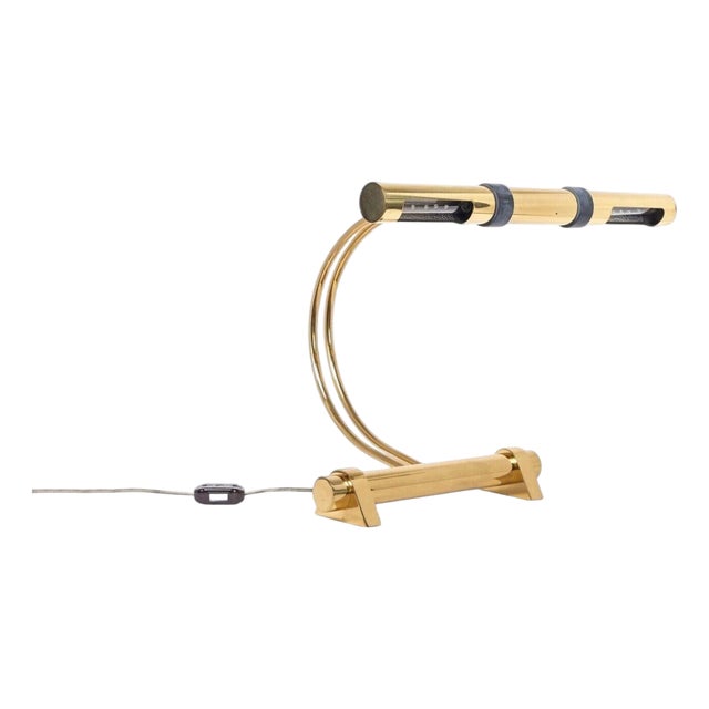 Vintage Tubular Brass Table Lamp by Casella Lighting, 1970s For Sale