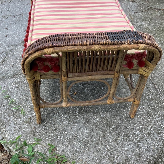 1930s Bohemian Rattan and Bamboo Bench For Sale - Image 9 of 12