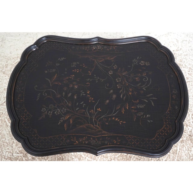 Chinoiserie Ethan Allen Chinoiserie Decorated Bamboo Form Coffee Table For Sale - Image 3 of 14