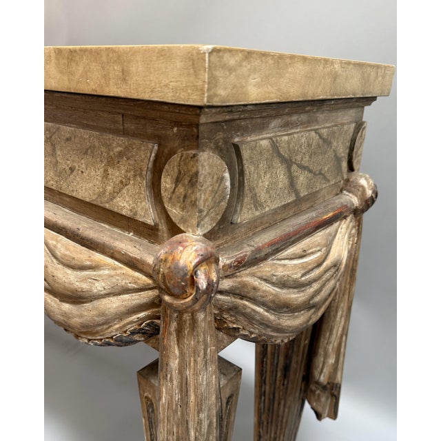 Early 20th Century Neoclassical Carved and Painted Italian Console Table For Sale In Washington DC - Image 6 of 12
