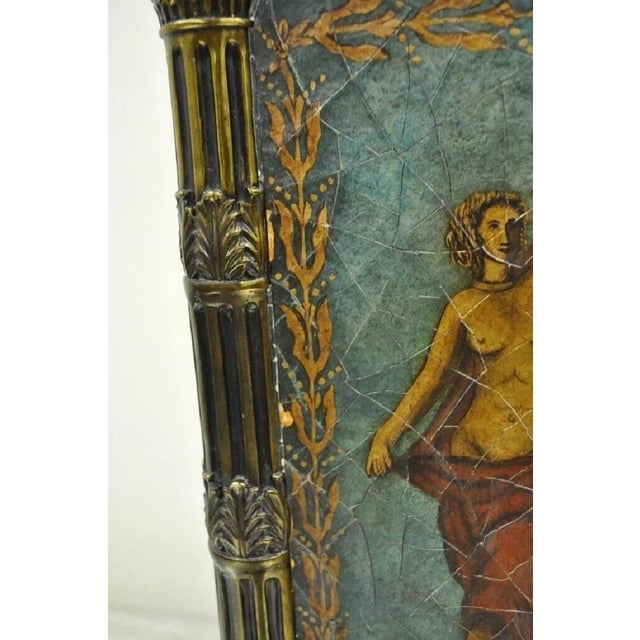 Vintage Neoclassical Style Figural Painted Nude Woman Bronze Marble Table Lamp For Sale - Image 4 of 11