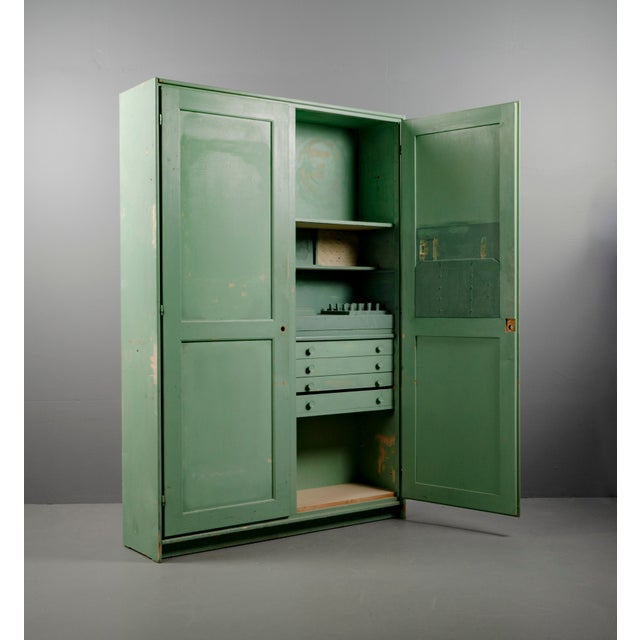 Wood Vintage Cabinet in Green, 1950s For Sale - Image 7 of 18