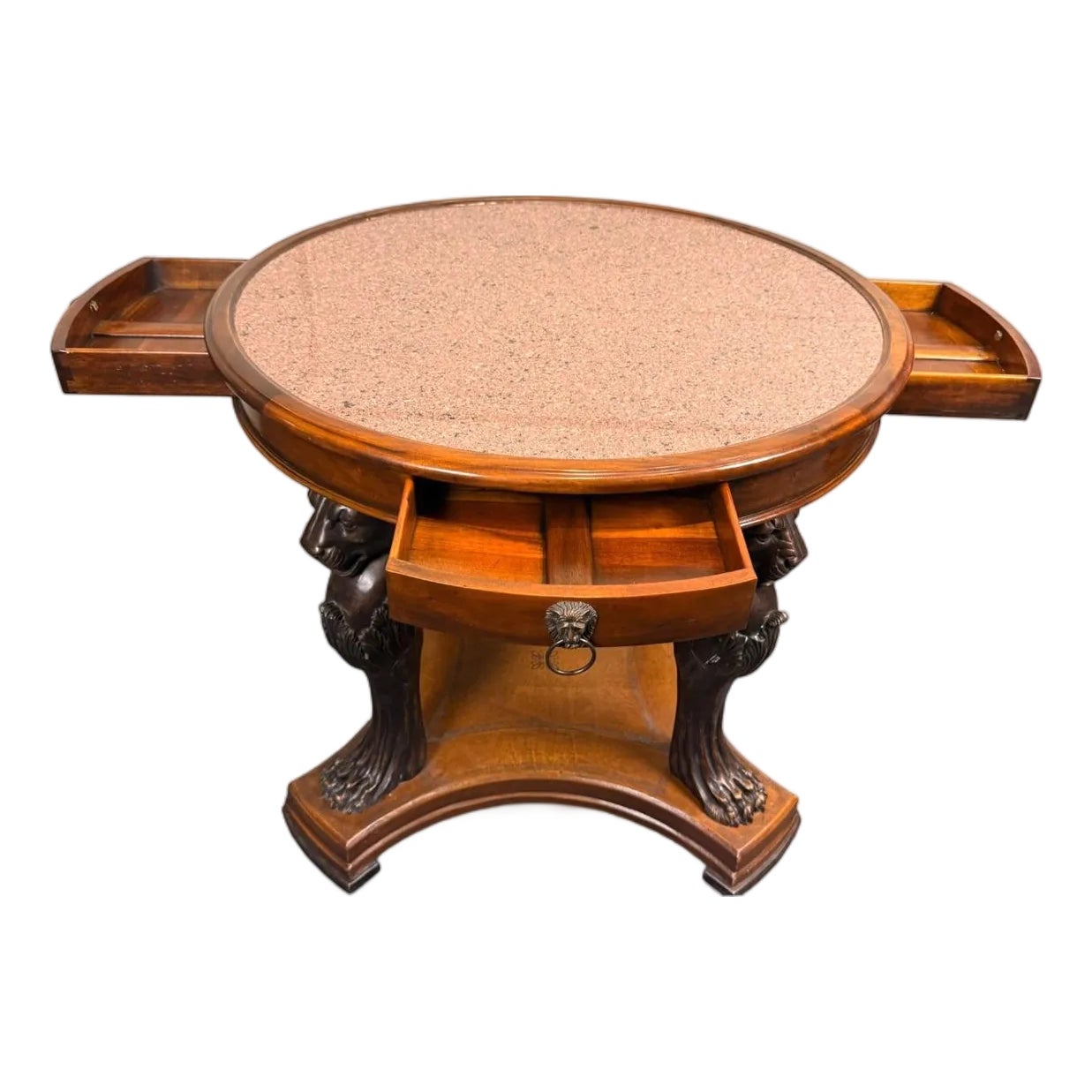 Theodore Alexander Neoclassical Lion Monopodia Game Table With