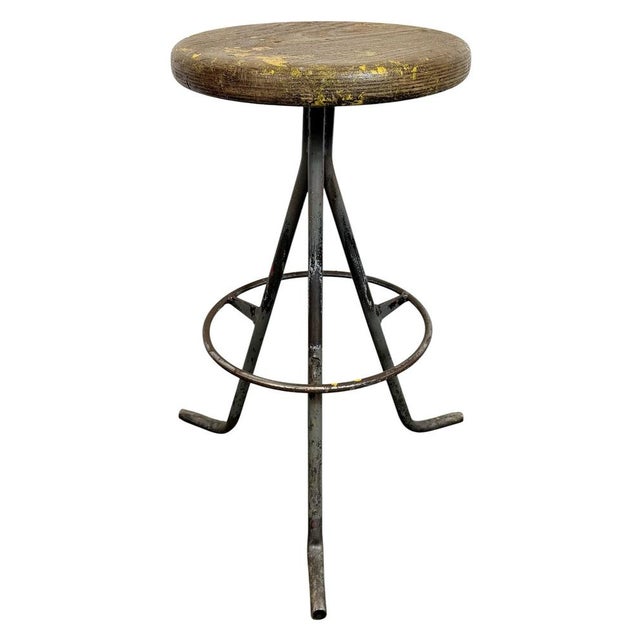 Industrial Grey Workshop Stool, 1960s For Sale - Image 17 of 17