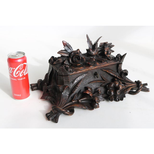 Antique Swiss Hand Carved Black Forest Jewelry Box, 1880 For Sale - Image 9 of 14
