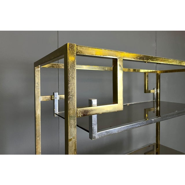 Metal Vintage Brass and Chrome Wall Unit, 1970s For Sale - Image 7 of 14