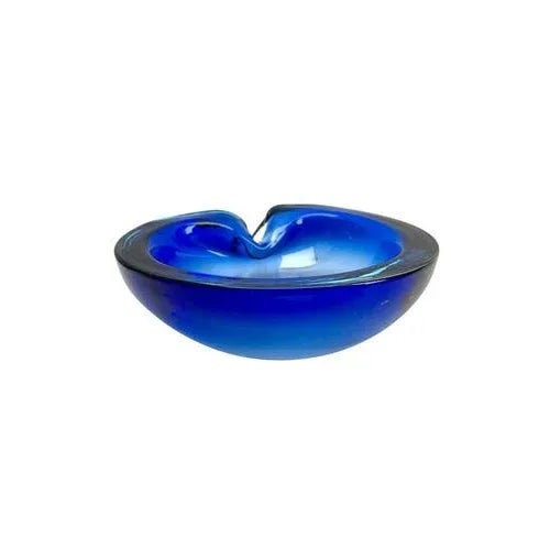 Flavio Poli Cobalt Murano Glass Bowl attributed to Flavio Poli for Somerso, 1962 For Sale - Image 4 of 9