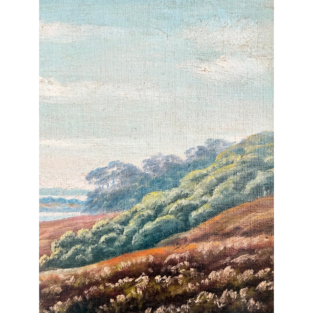 Blue Vintage Signed Hills Landscape Oil Painting For Sale - Image 8 of 11