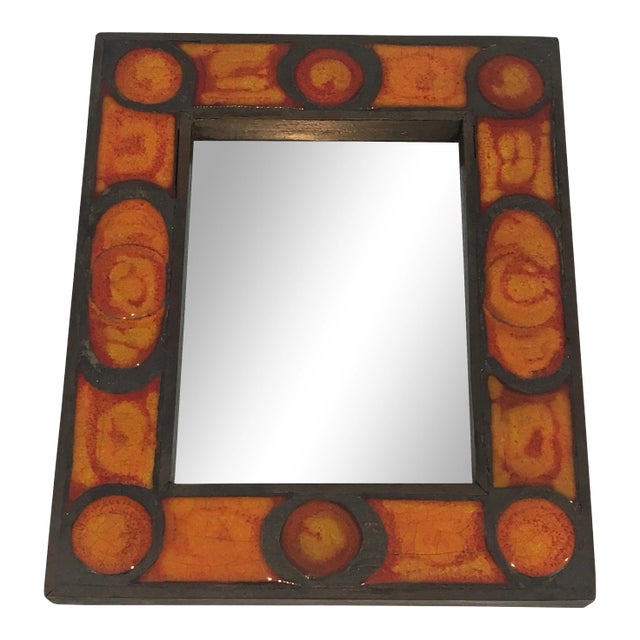Interesting Ceramic Mirror, French, circa 1970 For Sale