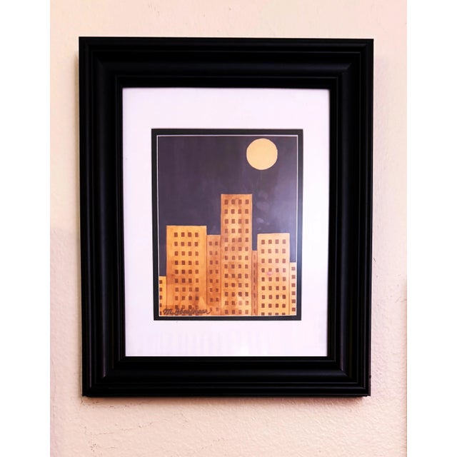 Set of Three Limited-Edition Late 20th-Century Modern Giclée Signed Prints of City Buildings Under Moon For Sale In Los Angeles - Image 6 of 9