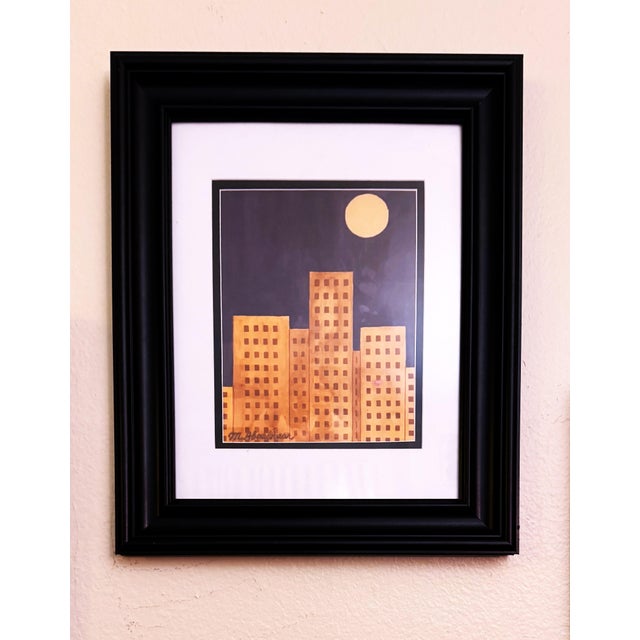 Set of Three Limited-Edition Late 20th-Century Modern/Abstract Signed Prints of City Buildings Under Moon For Sale In Los Angeles - Image 6 of 9