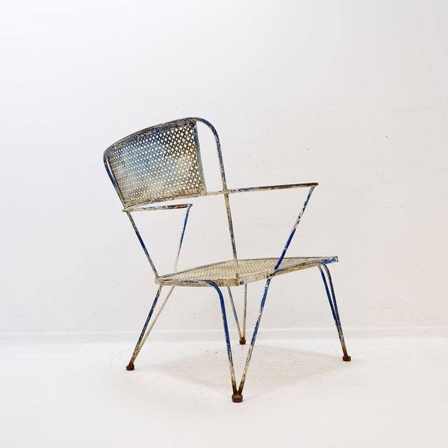 Industrial Vintage Perforated Metal Armchair by Mathieu Matégot, 1950s For Sale - Image 3 of 16