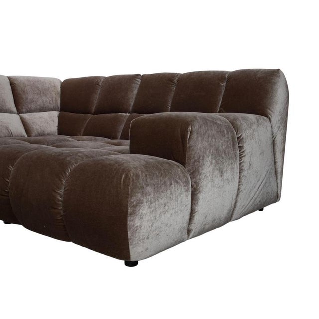 Fabric Velour Grey Oyster Mushroom Ocean 7 Corner Sofa from Bretz For Sale - Image 4 of 14