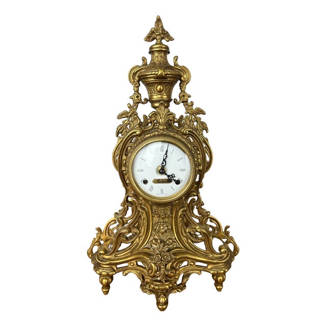 Vintage Style Clock in Brass For Sale