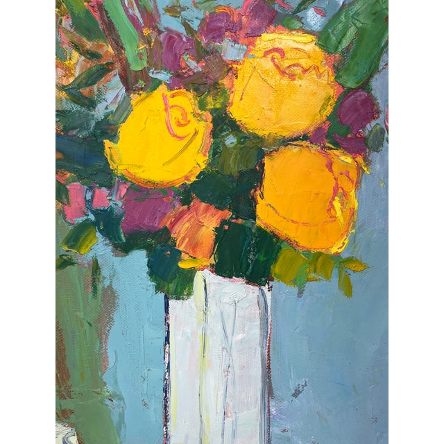 2020s Contemporary Impressionist Floral Oil Painting on Canvas, 36" X 36" For Sale - Image 5 of 10