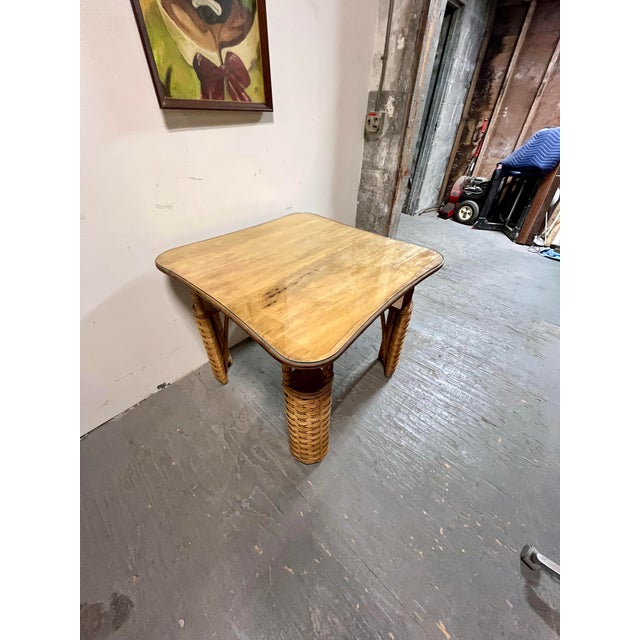 Vintage Art Deco Wicker Card Game Table For Sale - Image 12 of 12