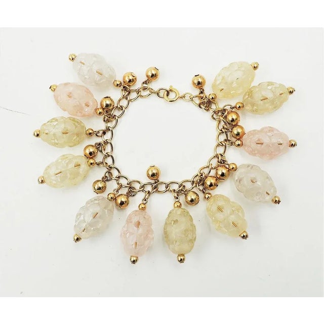 Gold Vintage 1960s Napier Pastel Charm Bracelet For Sale - Image 8 of 8