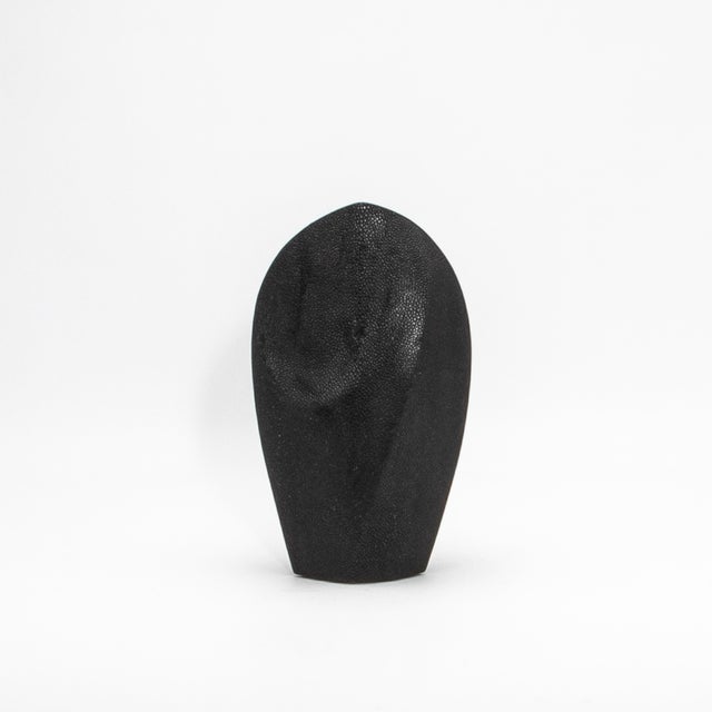 Abstract Modern Abstract Sculpture in Black Shagreen by Patrick Coard Paris For Sale - Image 3 of 10