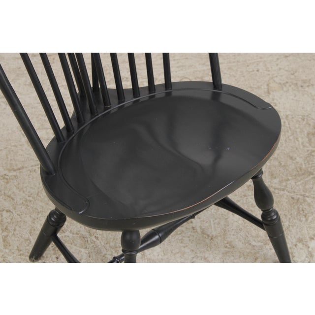 Wood Set of 4 Black Windsor Style Dining Room Chairs For Sale - Image 7 of 18