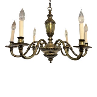 Vintage Colonial Style 6-Arm Chandelier For Sale