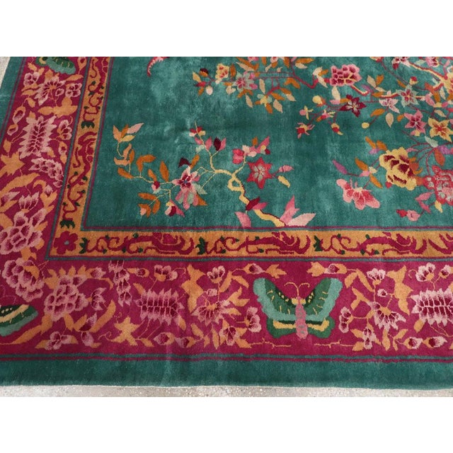 Mid 20th Century Galerie Shabab Collection Mid-20th Century Chinese Art Deco Small Room Size Carpet For Sale - Image 5 of 8