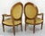 Wood Set of Louis XVI French Open Armchairs Medallion Armdhairs, 1900s For Sale - Image 7 of 16