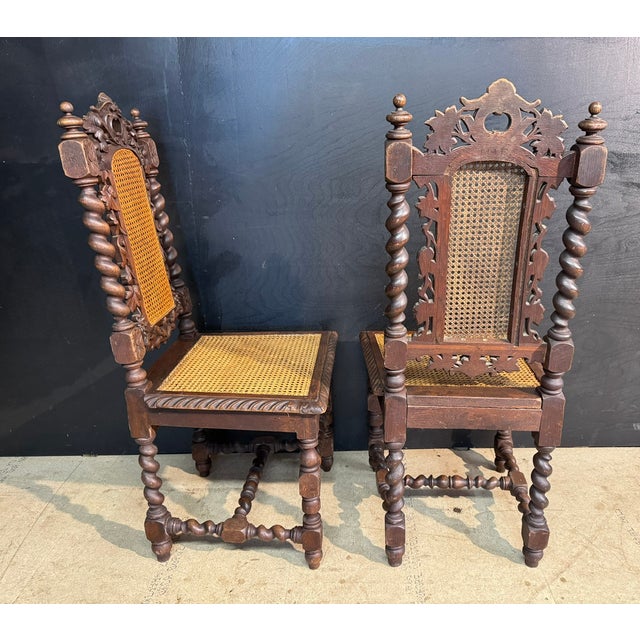 Brown Antique French Carved Oak Dining Chairs, 1860, Set of 6 For Sale - Image 8 of 15
