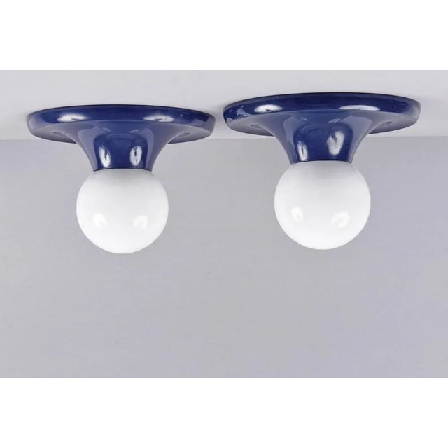 Mid-Century Modern Mid-Century Italian Blue Metal Light Ball Sconce by Achille Castiglioni for Flos, 1960s For Sale - Image 3 of 18