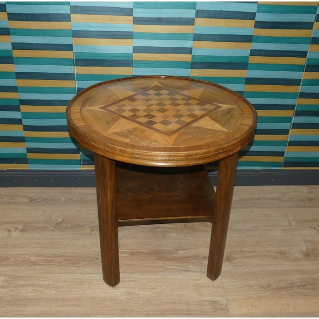 1950s Vintage Chessboard Table with Shelf and Glass Top, 1950s For Sale - Image 5 of 11