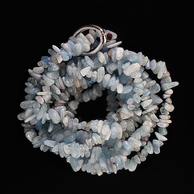 2020s Two Strand Eternity Necklace of Aquamarine Polished Chips For Sale - Image 5 of 7