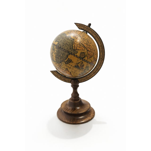 Vintage Italian Decorative Desktop Globe with Fiammato Wood Base, 1970s For Sale - Image 9 of 9