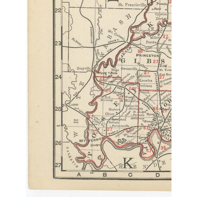 Black Antique Map of Indiana, The Hoosier State from Rand McNally, 1899 For Sale - Image 8 of 12