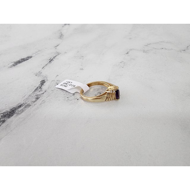 2020s Marquise Amethyst Gold Ring 14k Yellow Gold, Size 6 For Sale - Image 5 of 6