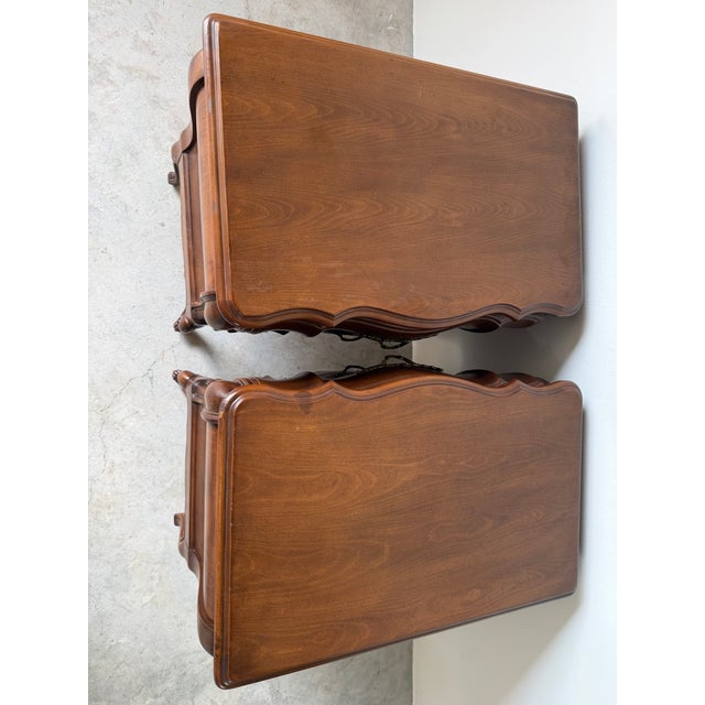 Wood Vintage Louis XV Style French Provincial Nightstands - A Pair For Sale - Image 7 of 17