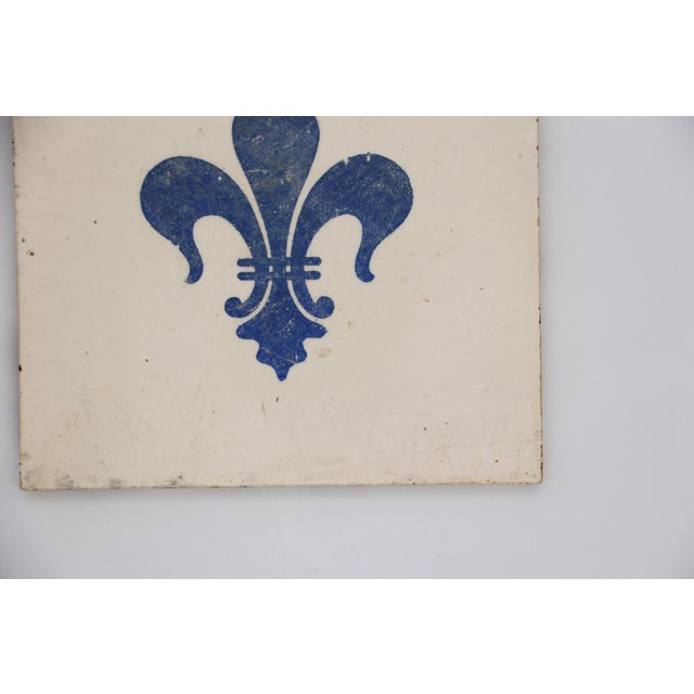 1900s Fleur De Lis Blue & White Large Tile, Portuguese For Sale - Image 6 of 12