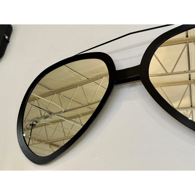 Late 20th Century Huge Pair of Aviator Sunglasses Mirror in Black Matte Frame For Sale - Image 5 of 6