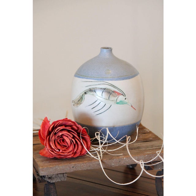 Folk Art Hand-Thrown Studio Pottery Sgraffito Vase, Artist-Signed and Numbered For Sale - Image 3 of 8