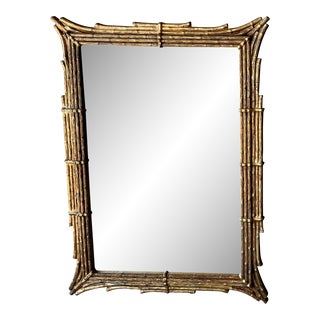 Late 20th Century “Kowloon” Faux Bamboo Regency Gilt Wood Mirror - Hangs Vertically or Horizontally For Sale