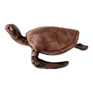 Antique Copper Finished Metal Sea Turtle Sculpture