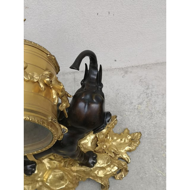 Gilt Bronze Desk Clock with Elephant Angel Decor For Sale - Image 16 of 18