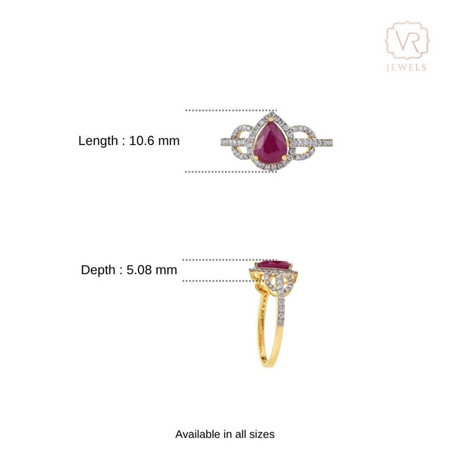 Luxury Mozambique Ruby & Diamond Statement Ring in 14k Yellow Gold Size 9 For Sale - Image 9 of 14
