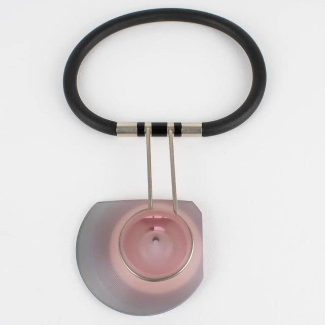 1980s Thierry Bontridder Unique Piece Avant Garde Rubber and Acrylic Necklace For Sale - Image 5 of 15