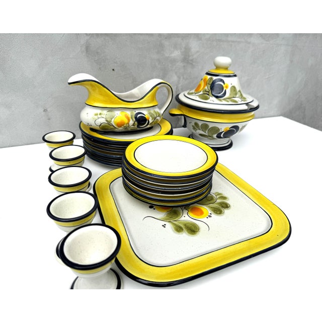 Vintage Farmhouse Aragon German Pottery Ceramic Dinner Service , 1980s, Set of 21 For Sale - Image 11 of 12