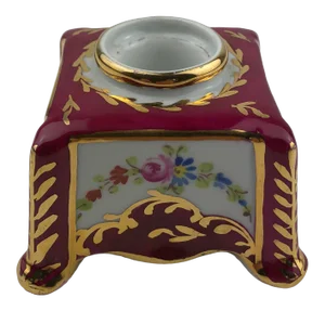 Limoges Porcelain Hand Painted Gold Trimmed Candleholder