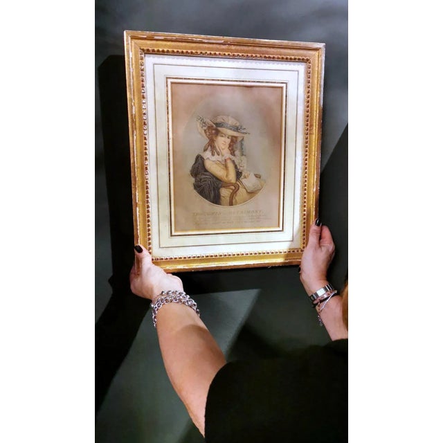 Antique English Portrait Color Prints, Framed - Set of 2 For Sale - Image 10 of 13