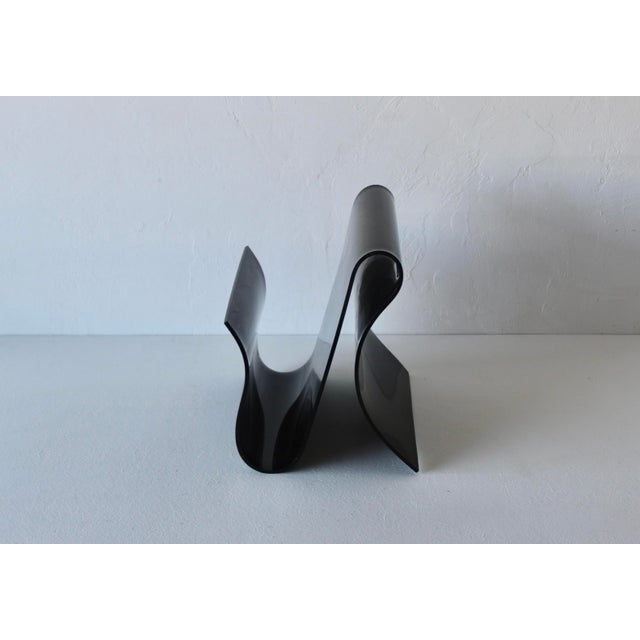 1980s Front for Kartell Style Black Lucite Acrylic Magazine Rack Vintage For Sale - Image 5 of 11