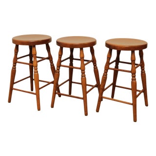 Solid Cherry Backless Counter Stools - Set of 3 For Sale