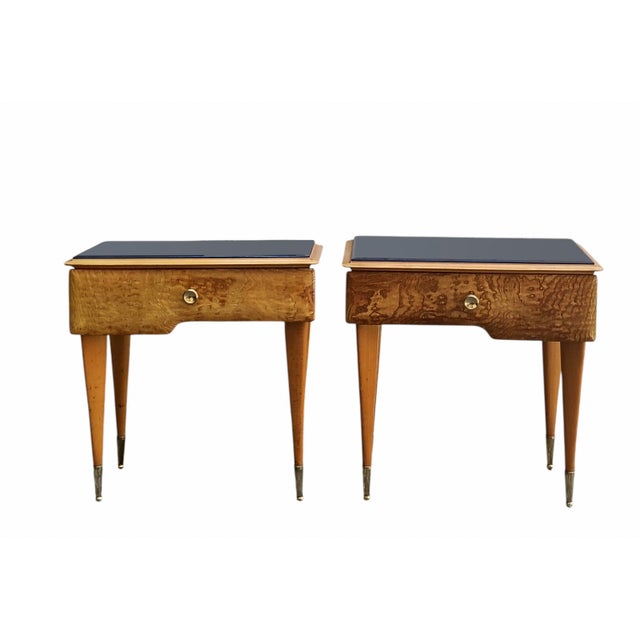 Burl Wood Bedside Tables with Glass Tops by Vittorio Dassi, Italy, 1950s, Set of 2 For Sale - Image 9 of 9