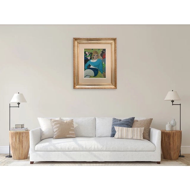 Contemporary 1984 Bruno Paoli "The Sweater" Original Italian Modern Figurative Portrait, 20th Century Florence Italy Fine Art Painting, Oil on Canvas, 27x23" For Sale - Image 3 of 8